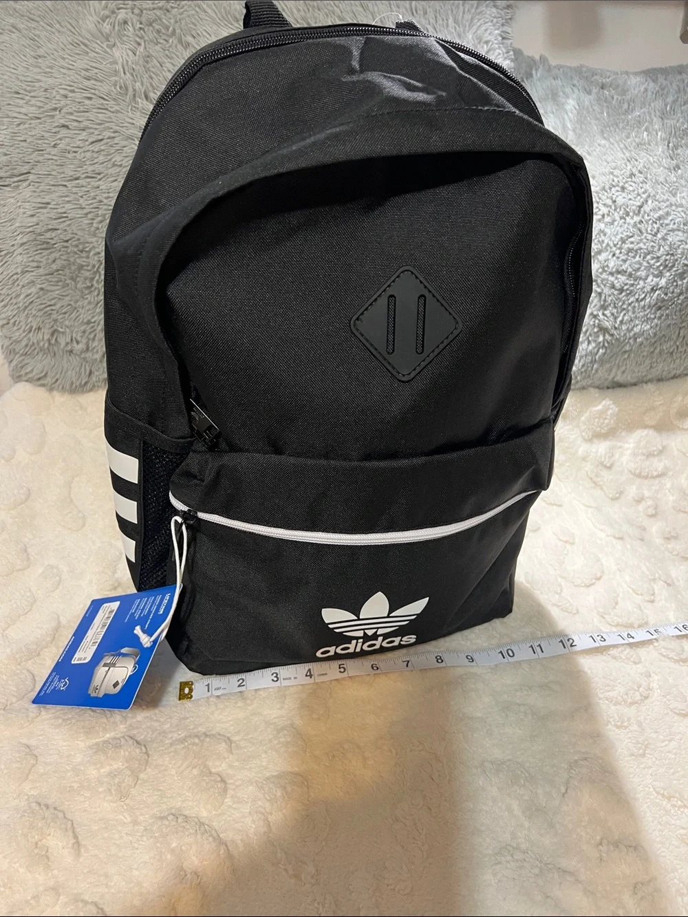 adidas Black Youth Originals Backpack with White Stripes NWT